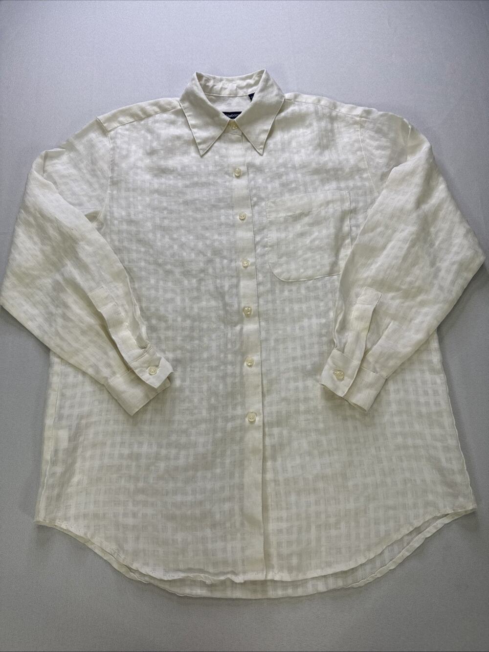 Vintage Liz Claiborne LizSport Irish Linen Button Front Shirt Womens S Ivory